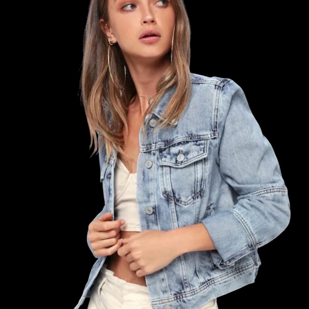 Free People Womens Light Wash Denim Trucker Jacket Blue OB808197 Size S - Picture 1 of 13
